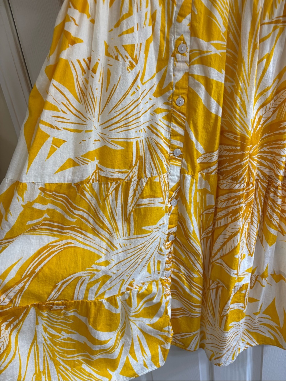 Mlle Gabrielle Yellow and White Tropical Midi Shirt Dress - Picture 3 of 6